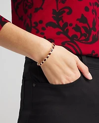 Small Red Faceted Gem Stretch Cuff Bracelet