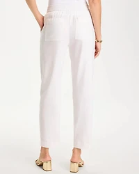 Soft-Stretch Linen Straight Tapered Ankle Pants