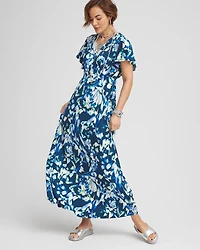 Flutter Sleeved Jersey Maxi Dress