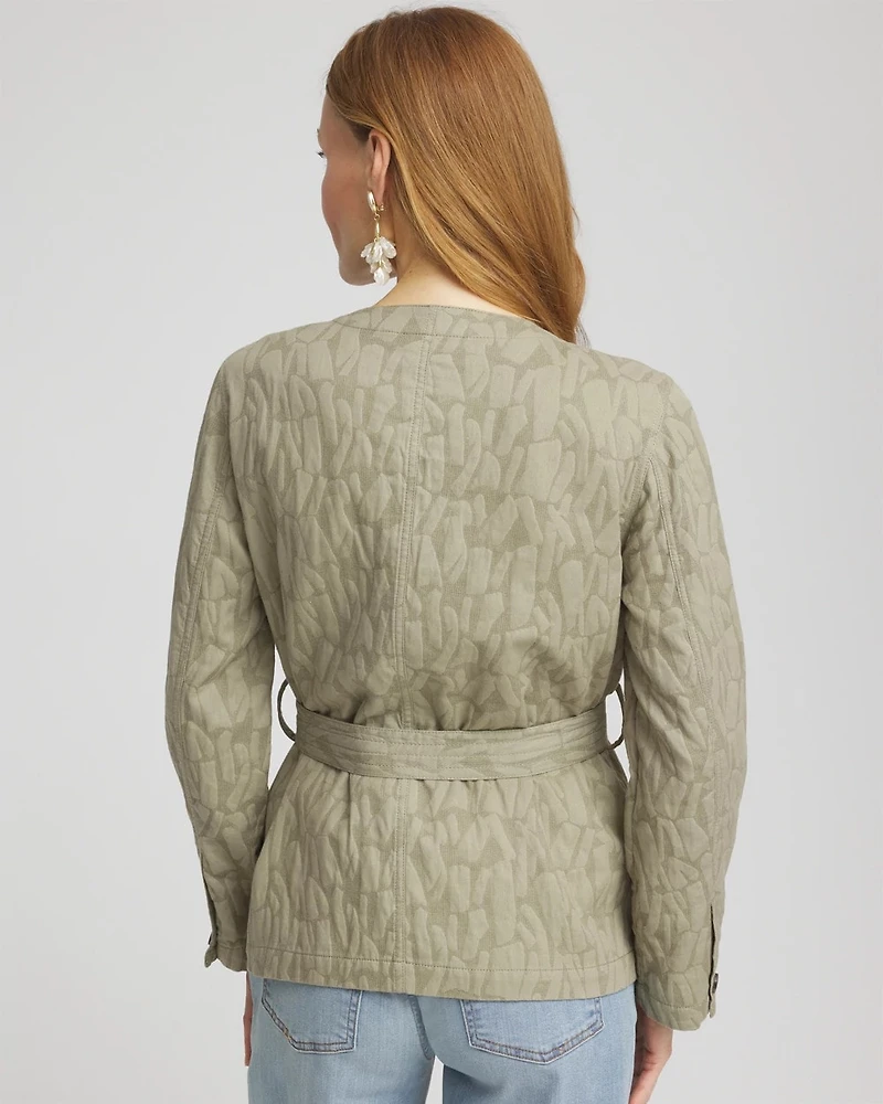 Jacquard Gauze Belted Field Jacket