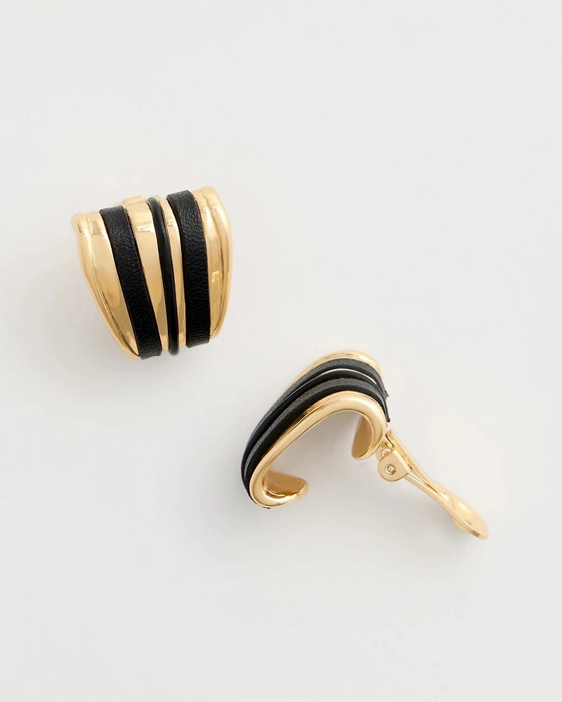 Black Goldtone Clip-On Earrings