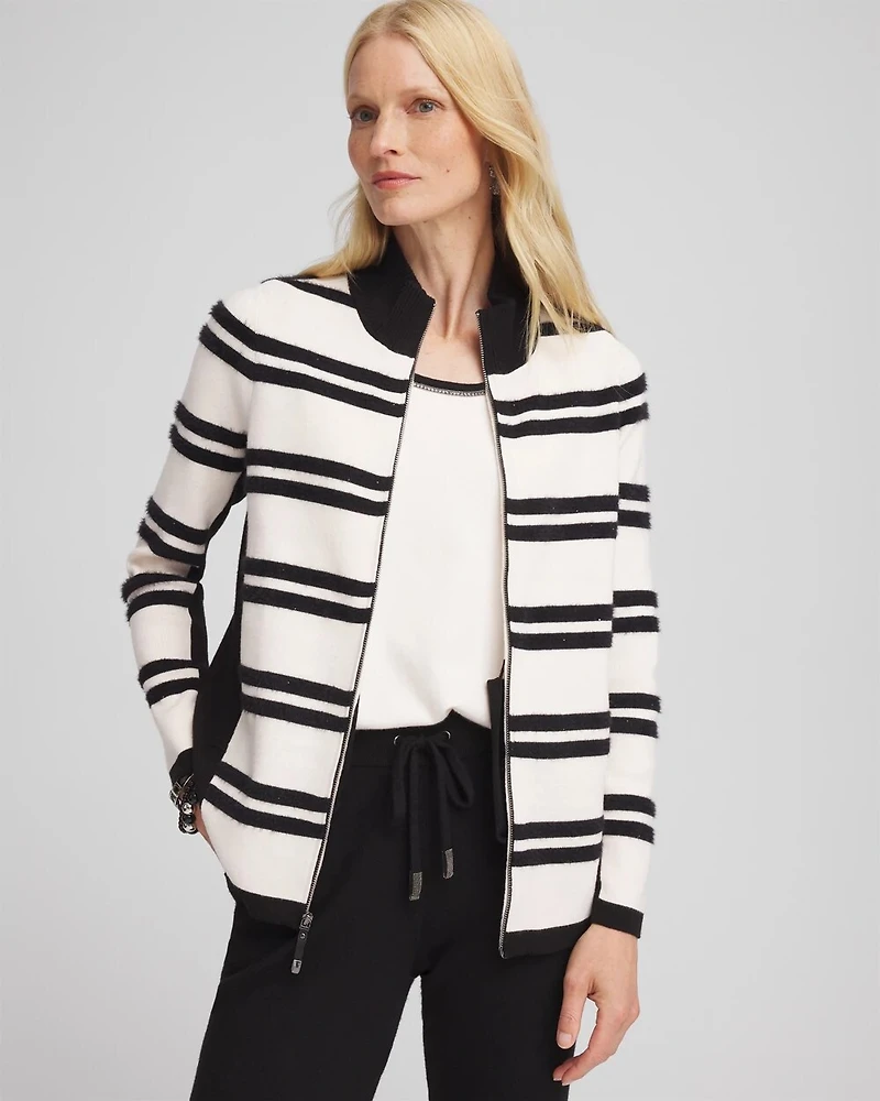 Zenergy® Luxe Cashmere Blend Striped Cardigan