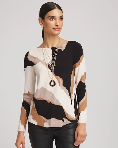 Ella Boatneck Intarsia Pullover Sweater
