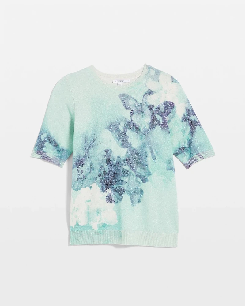 Metallic Butterfly Print Sweater Tee