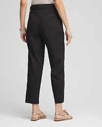 Poplin Pull-On Tapered-Leg Cropped Pants