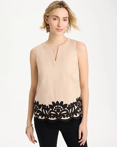 Applique Embellished Sleeveless Top