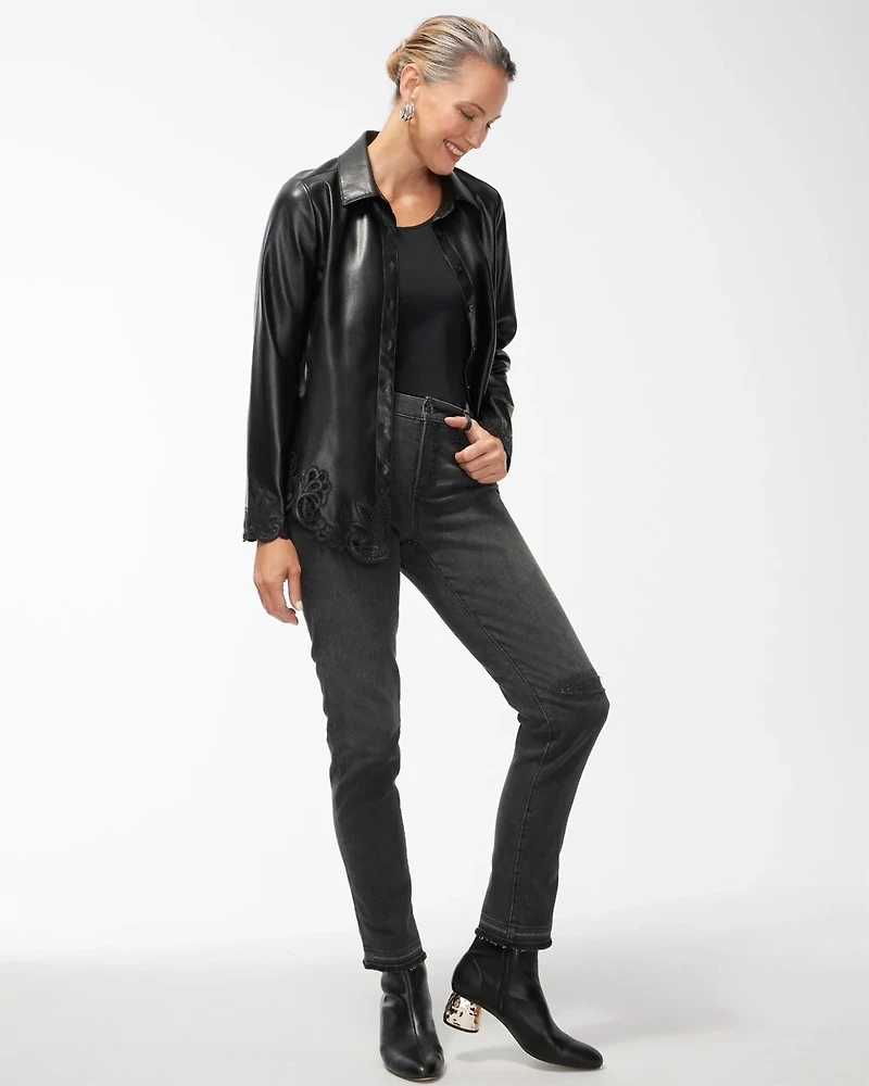 Girlfriend Distressed Ankle Jeans