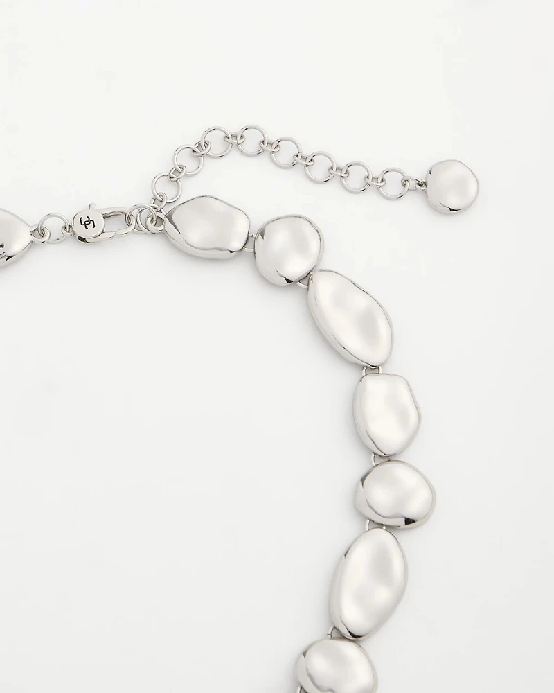 Silver-Tone Pebble Link Collar Necklace