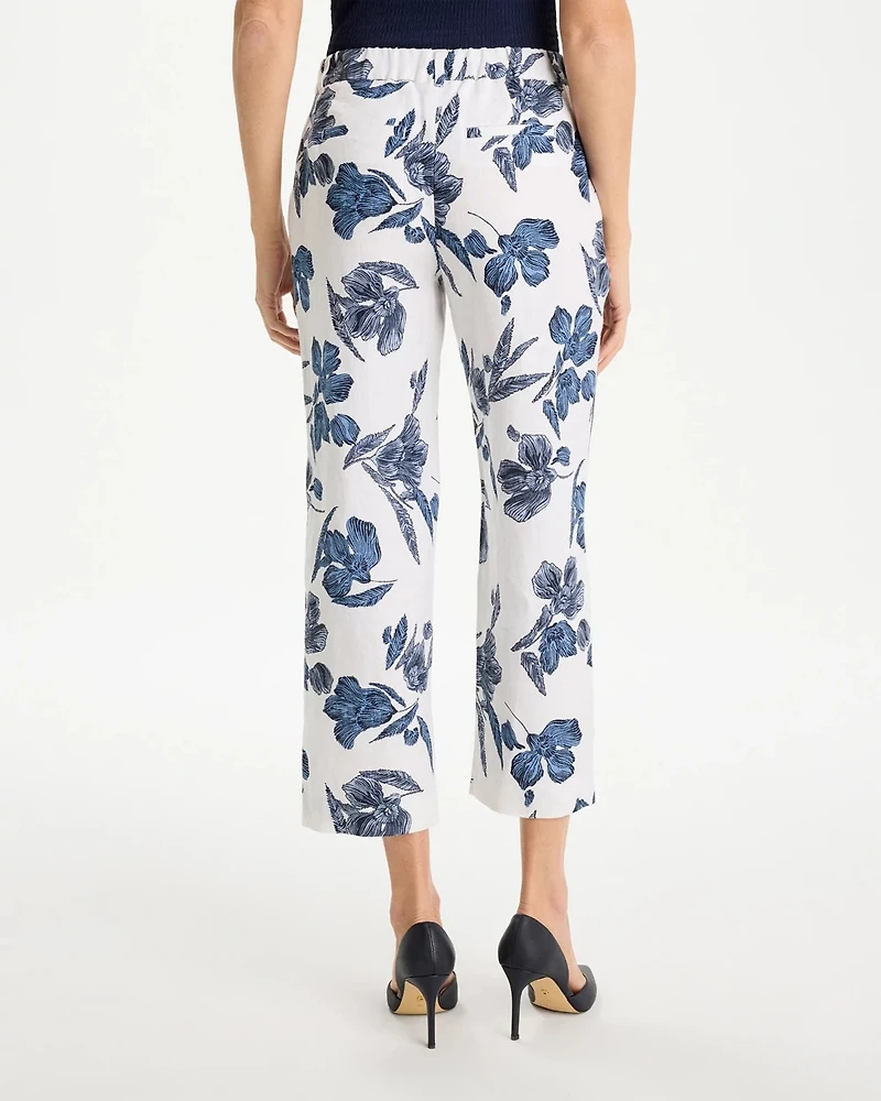 Piped Linen Fly Front Pants