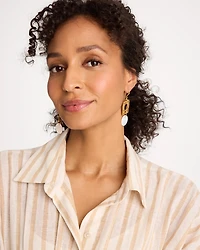 Pearl Hammered Drop Earrings