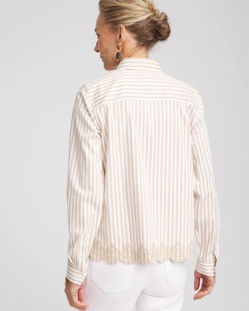 No Iron™ Scalloped-Hem Shirt