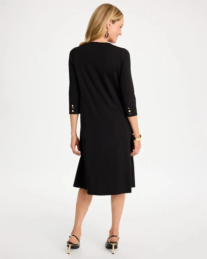 Seamed Ponte Knit 3/4 Sleeve Dress