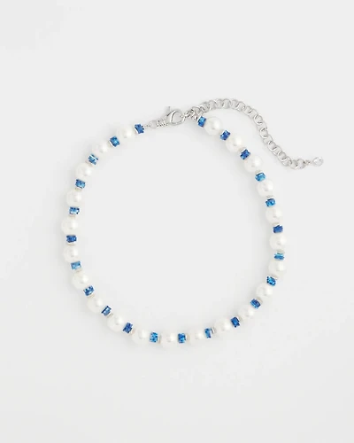 Short Pearl Blue Necklace