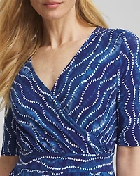 Ocean Print Surplice Neckline Dress