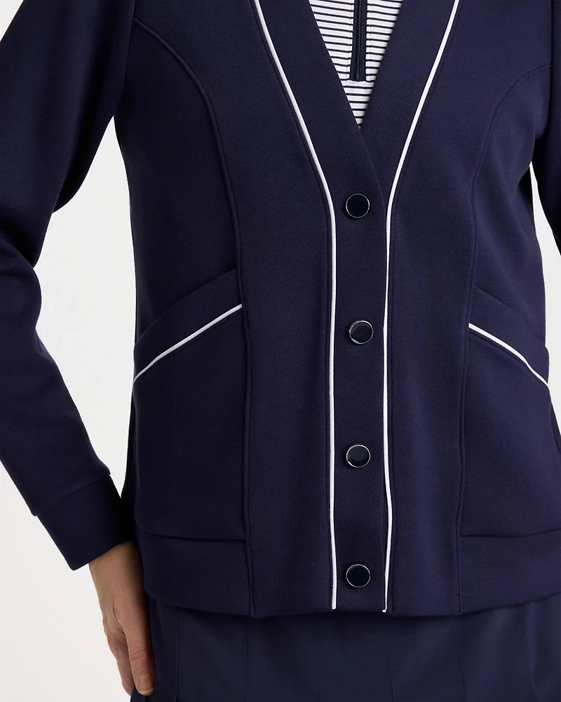 Zenergy® Soft Pique Button-Down Cardigan