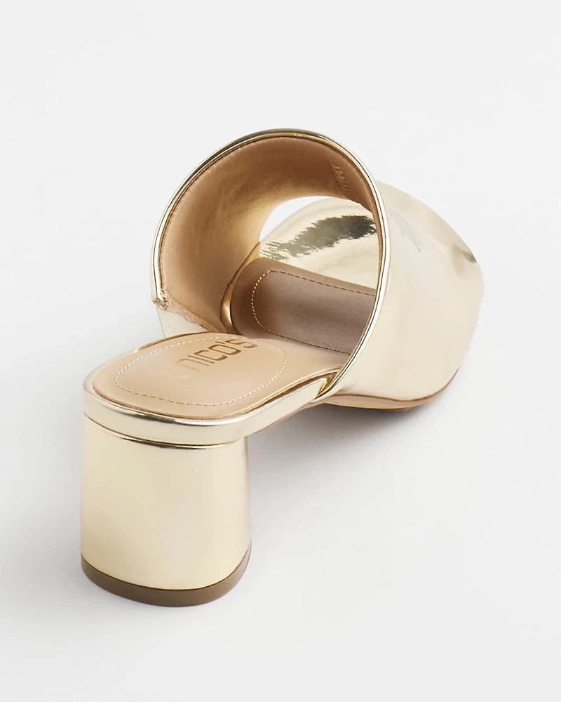Metallic Faux Leather Mules