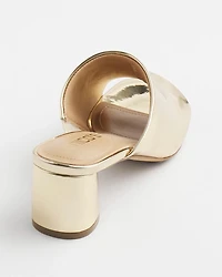 Metallic Faux Leather Mules