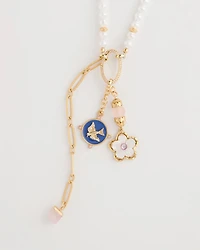 Medallion Pendant Pearl Necklace