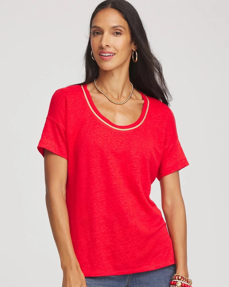 Sweater Trim Linen Tee
