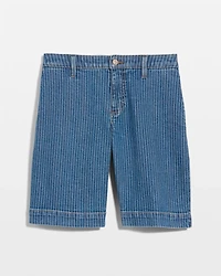 Striped Denim Trouser Shorts