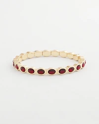 Small Red Faceted Gem Stretch Cuff Bracelet