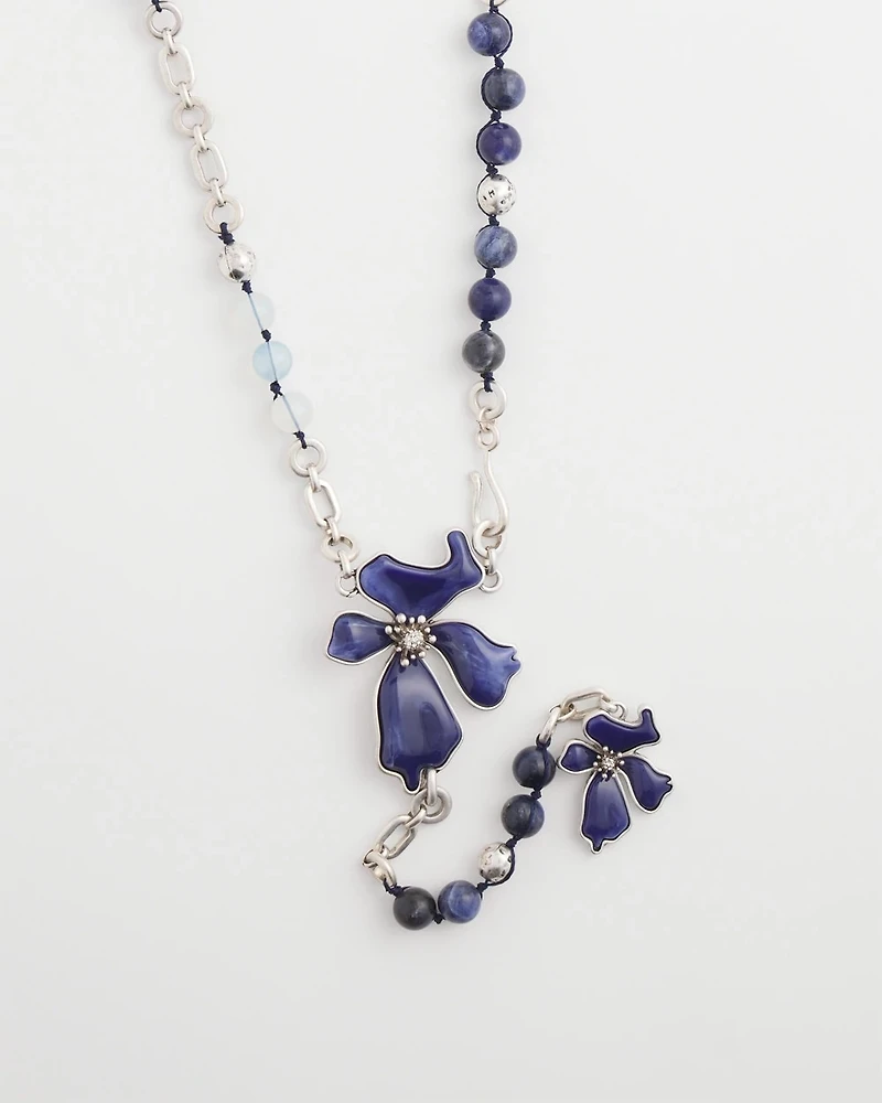Blue Flower Long Y-Necklace