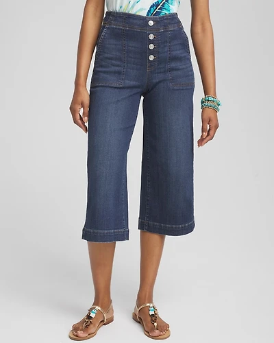 Pull-On Wide Capri Jeans
