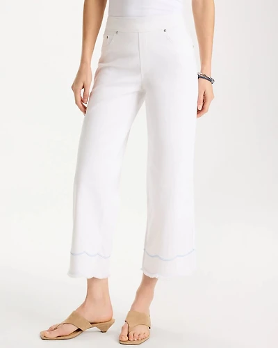 Petite Pull-On Wide-Leg White Crop Jean