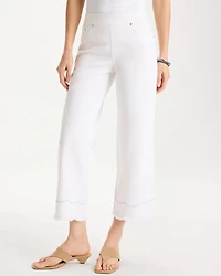 Petite Pull-On Wide-Leg White Crop Jean