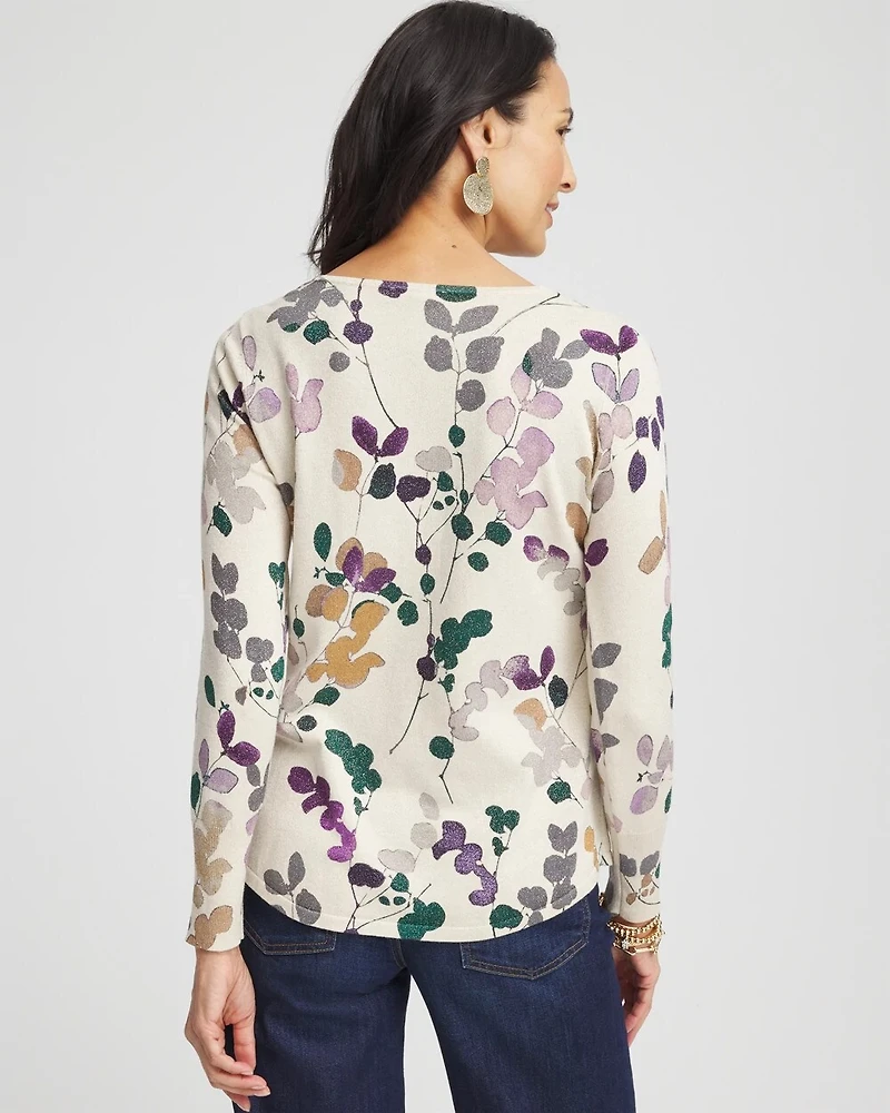 Floral V-Neck Pullover Sweater