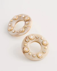 Embellished Neutral Stud Earrings