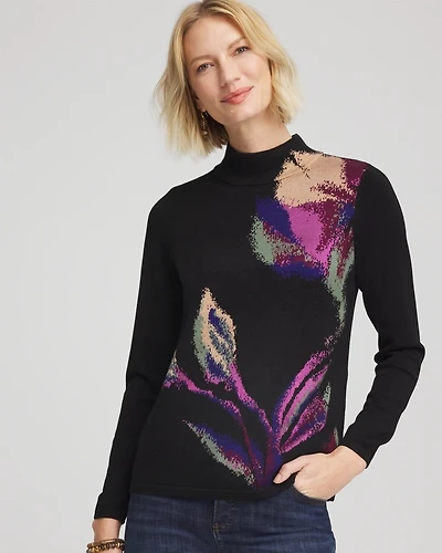 Ella Mockneck Jacquard Pullover Sweater