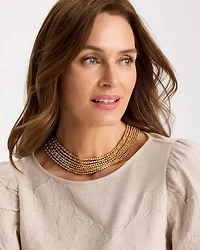 Multi-Strand Beaded Short Necklace