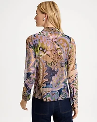 Paisley Semi-Sheer Crinkle Mesh Top