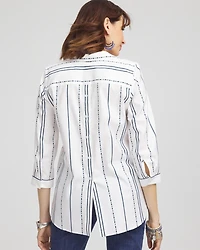 No Iron™ Striped Buttonback Stretch Tunic