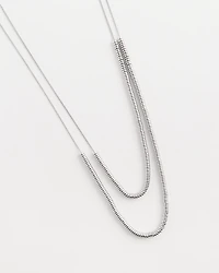 Double-Strand Silver Tone Disc Necklace