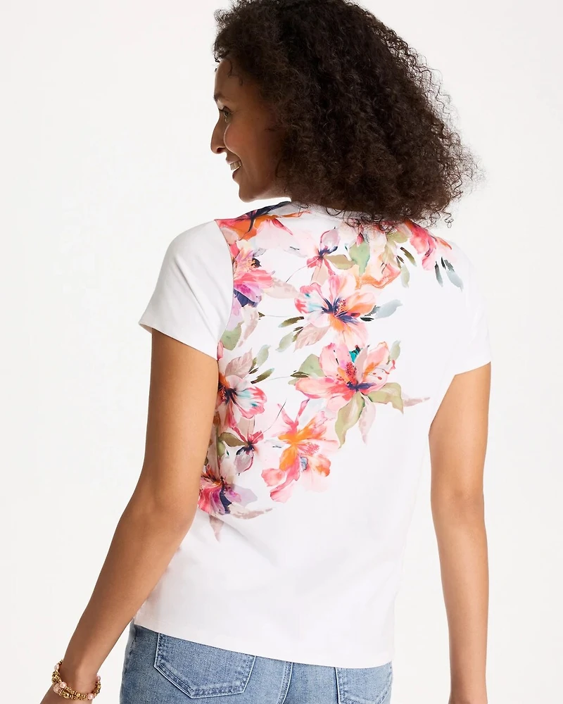 Cotton Stretch Ethereal Floral Cap Sleeve Tee