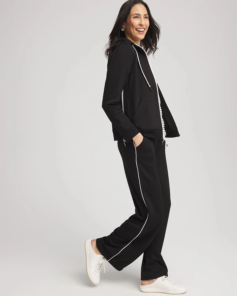 Petite Zenergy® Double-Knit Striped Wide Leg Pants