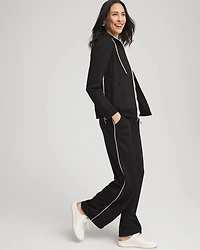 Petite Zenergy® Double-Knit Striped Wide Leg Pants