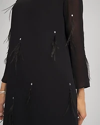 Feathered Georgette Popover Dress