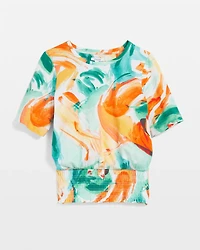 Touch of Cool™ Abstract Smocked Waist Tee