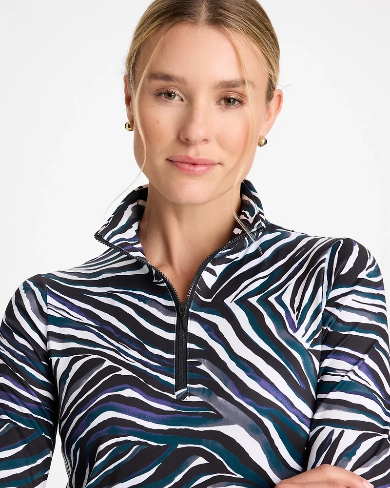 Zenergy® UPF Animal Print Half-Zip Polo