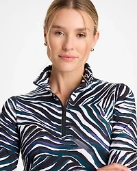 Zenergy® UPF Animal Print Half-Zip Polo