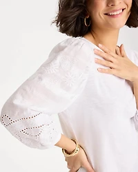Cotton Eyelet Sleeve Tee