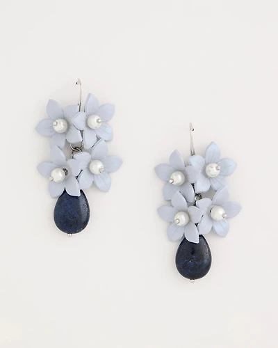 Lapis Lazuli Stone Flower Earrings