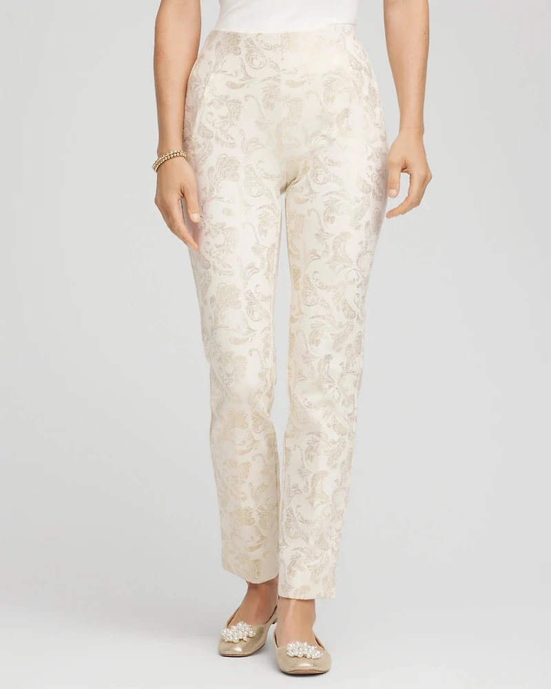 Juliet Golden Foiled Slim Ankle Pants