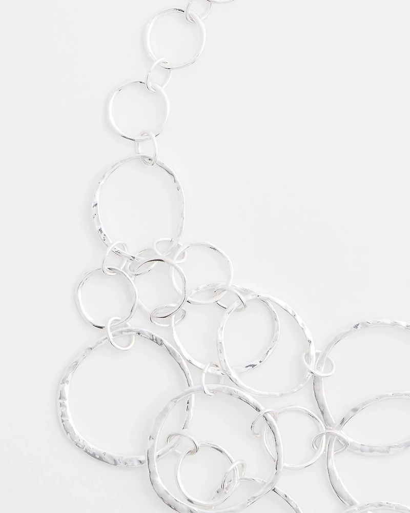 Short Silvertone Multi-Strand Link Necklace