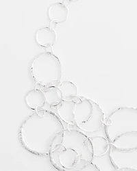 Short Silvertone Multi-Strand Link Necklace