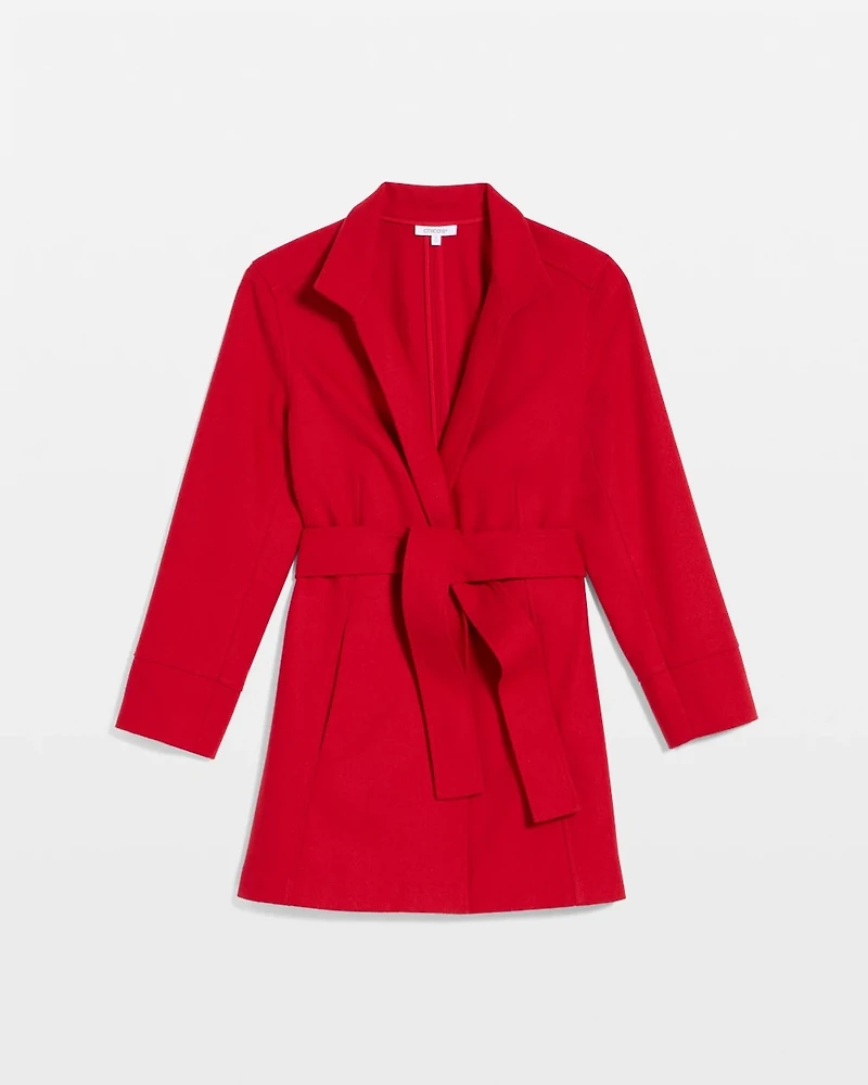 Melton Long-Sleeve Belted Jacket