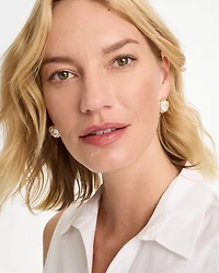 Pearlescent Golden Rimmed Stud Earrings